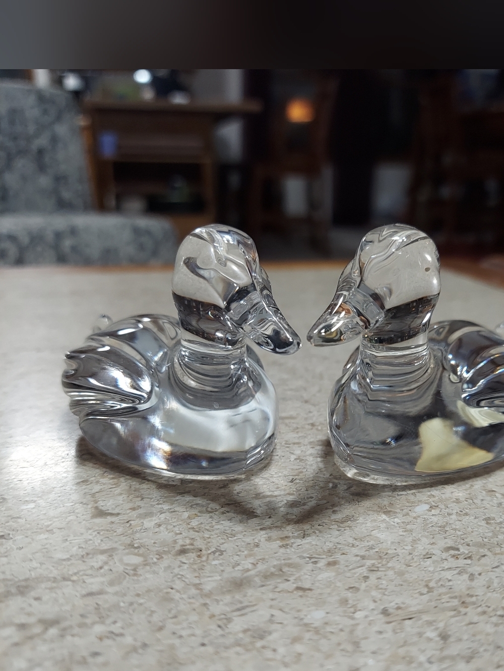 Princess House 24% Lead Crystal Pair Of  Duck Figurines